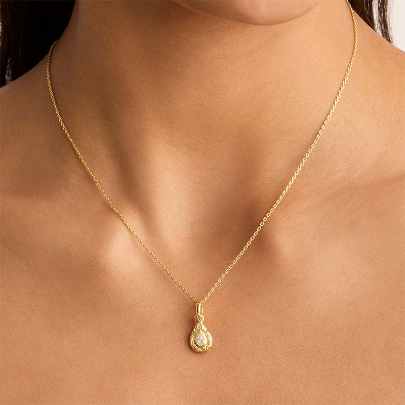 Minimalist Teardrop Birthstone Necklace-April White Topaz