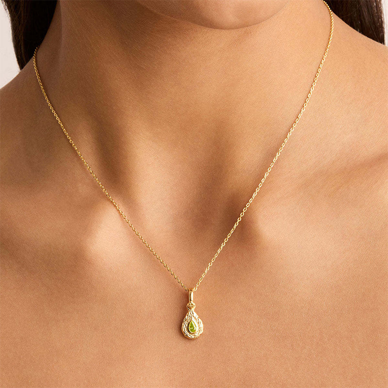 Minimalist Teardrop Birthstone Necklace-August Peridot