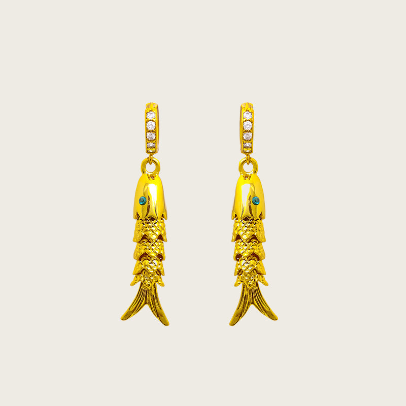 Lucky Fish Zircon Earrings