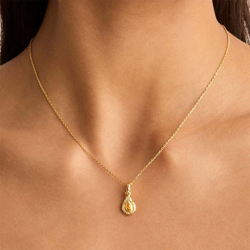 Minimalist Teardrop Birthstone Necklace-November Ctrine