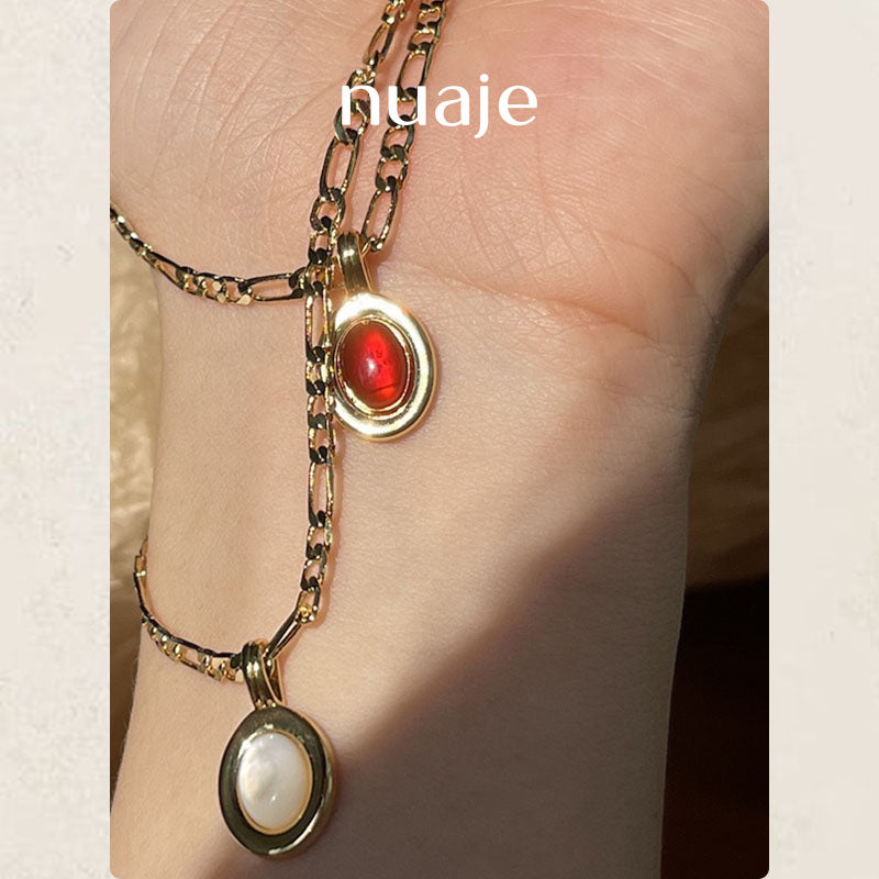 Delicate Red Agate Chain Necklace