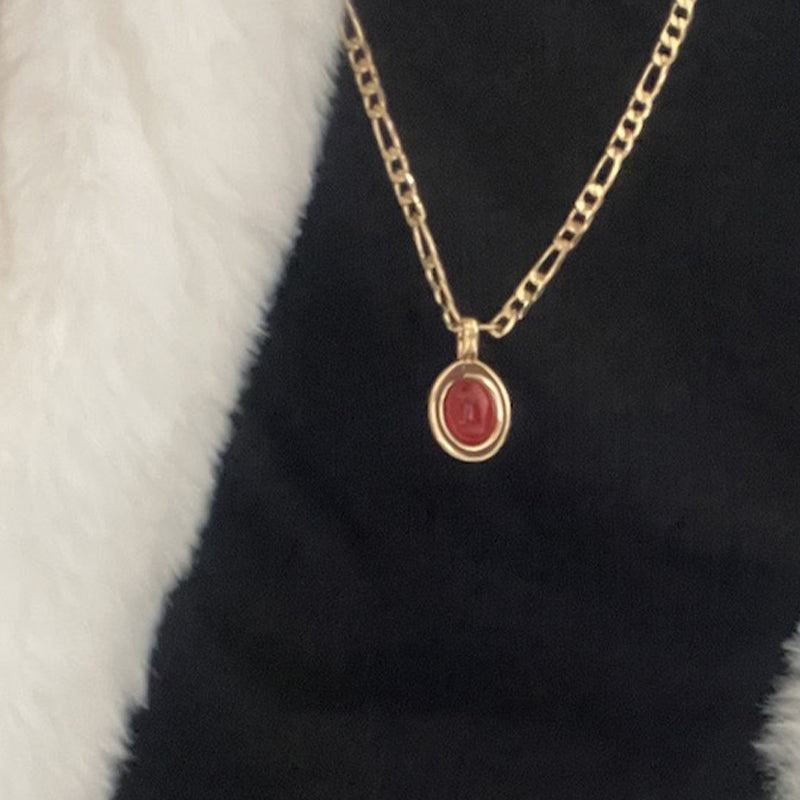 Delicate Red Agate Chain Necklace