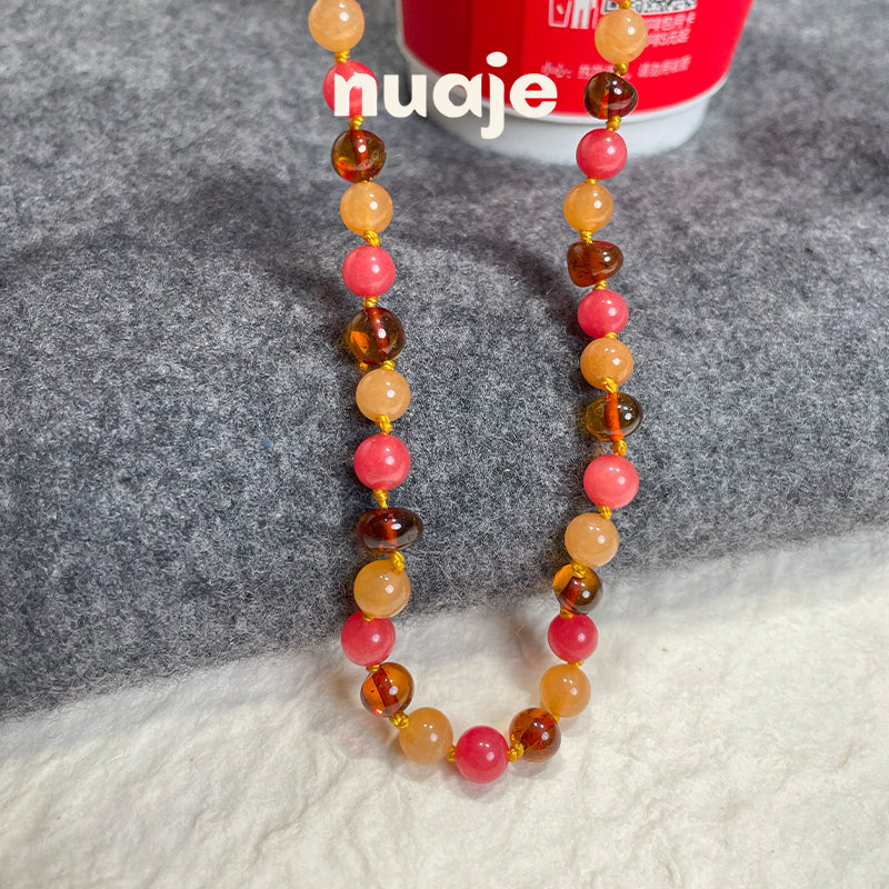 Albertine Amber/Coral Necklace