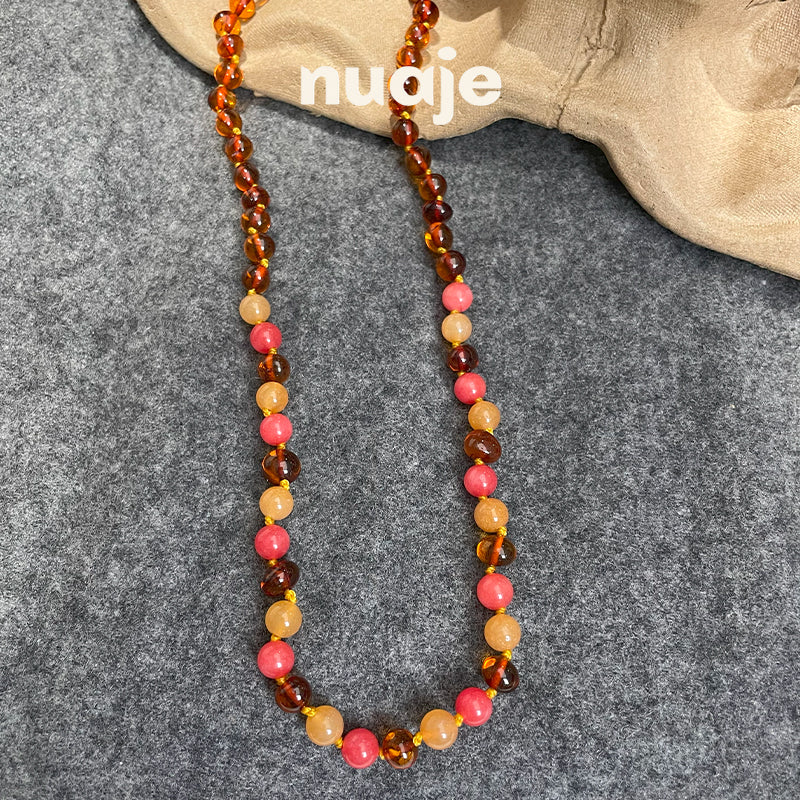 Albertine Amber/Coral Necklace