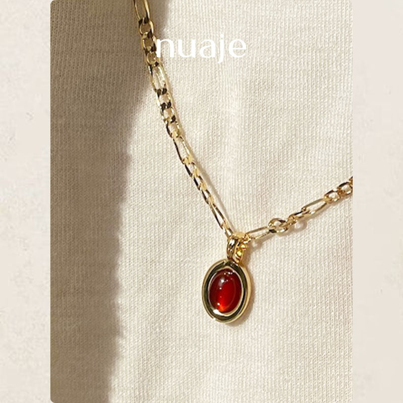 Delicate Red Agate Chain Necklace