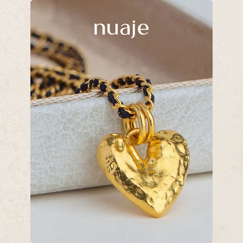 Elegant extured Modern Heart-shaped Pendant Necklace