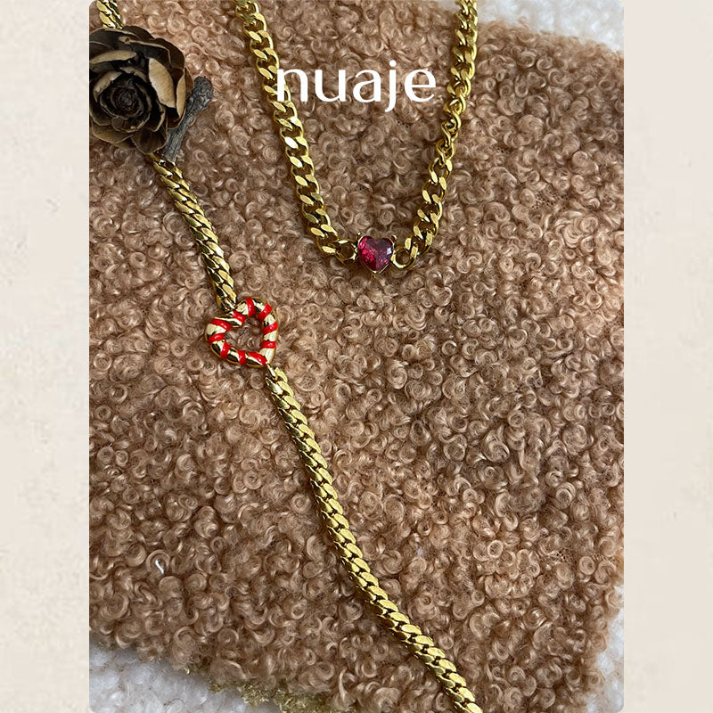 Red Heart Enamel Necklace