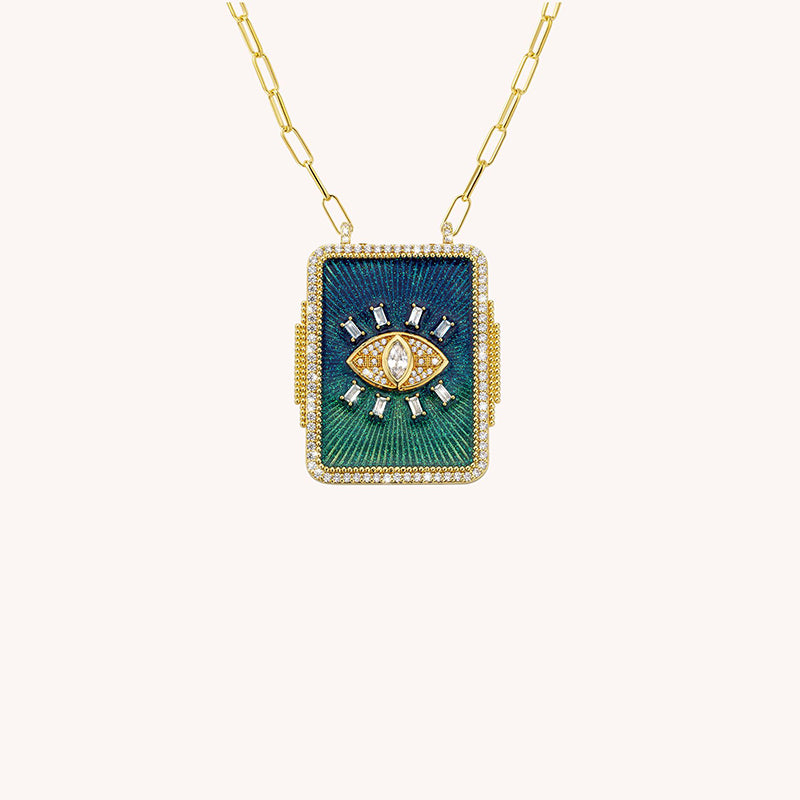 Mystic Tarot Green Evil Eye Chain Necklace