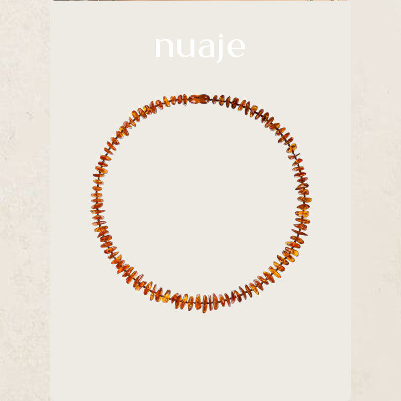 Collier Adulte Cognac Ambre Pépites Nature et Élégance